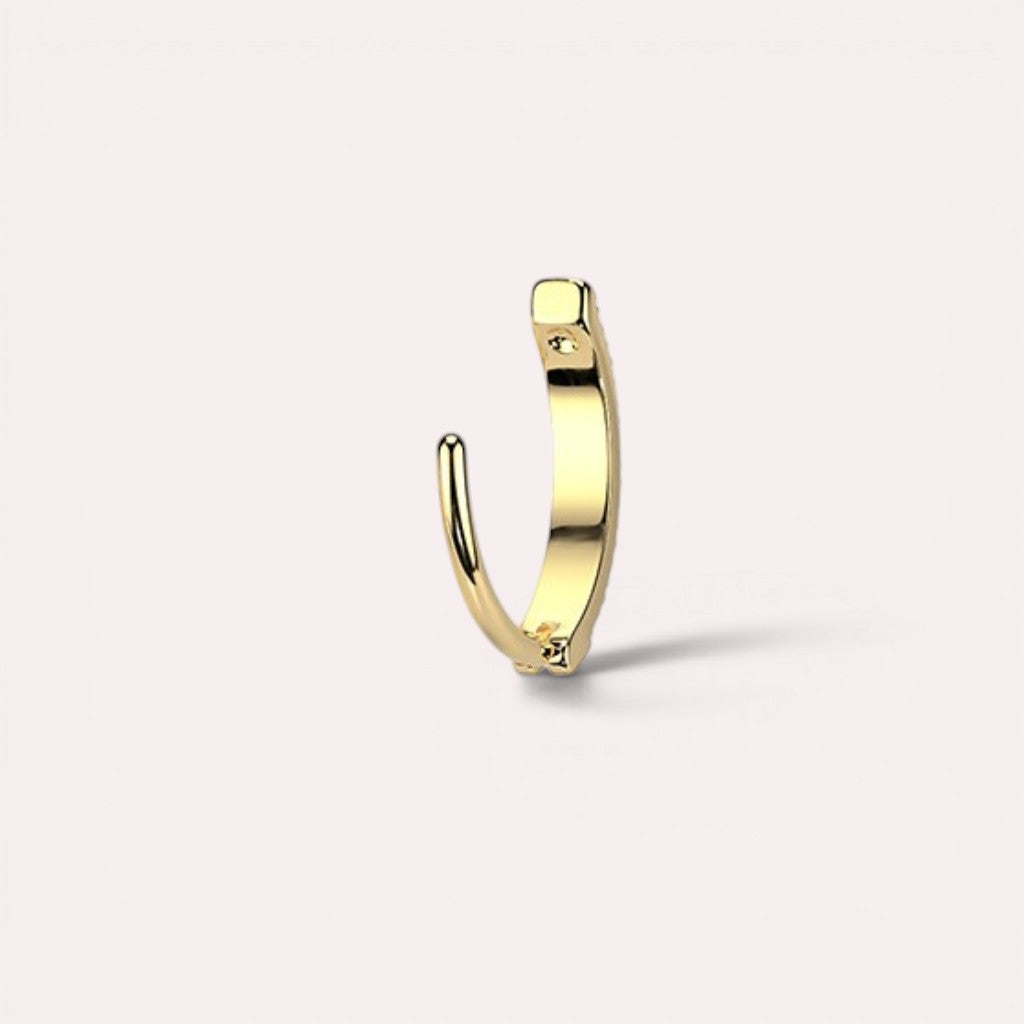 MKBodyJewelry minimalist gold gem titanium belly clicker ring, 14g ASTM F136 titanium, 10mm barbell length.