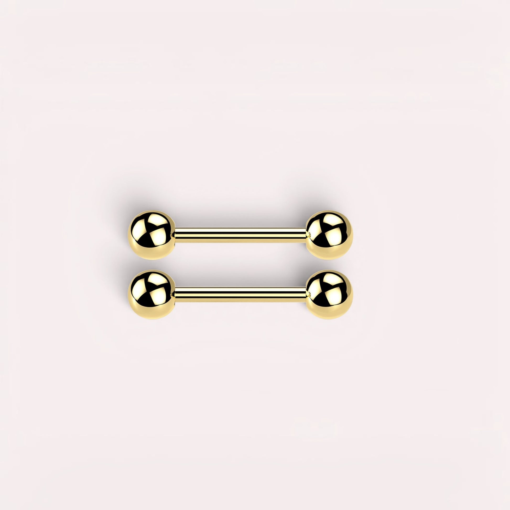 MKBodyJewelry gold titanium internally threaded nipple barbell, 14G, glossy finish, simple design.
