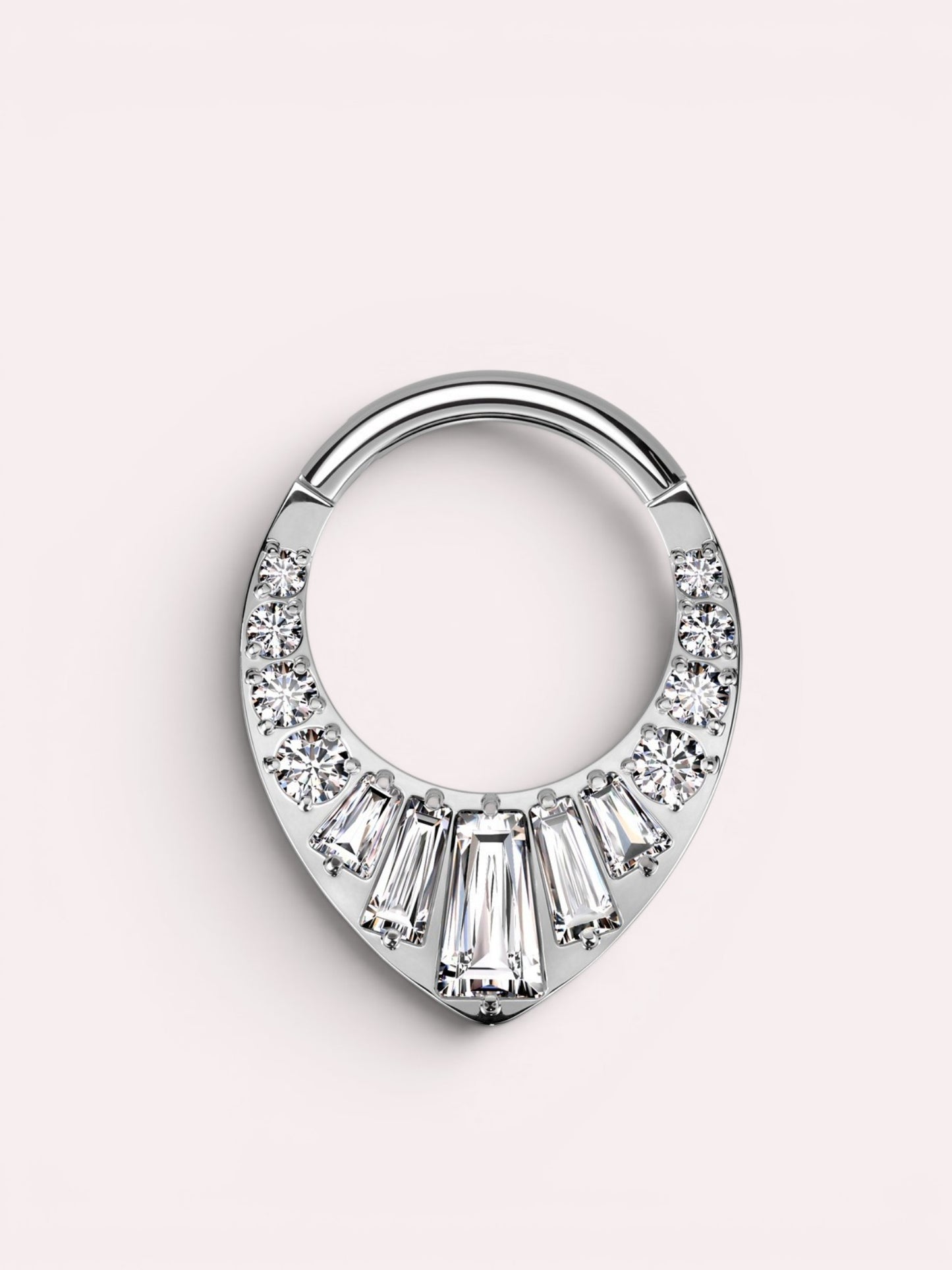MKBodyJewelry gold titanium 16g septum clicker hoop with V-shaped CZ gems. Suitable for sensitive skin.