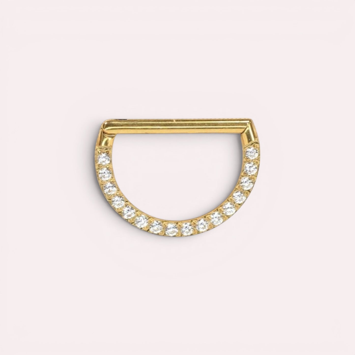 MKBodyJewelry 16G gold titanium septum clicker rings with dainty crystal gem accents for daith or cartilage piercings.