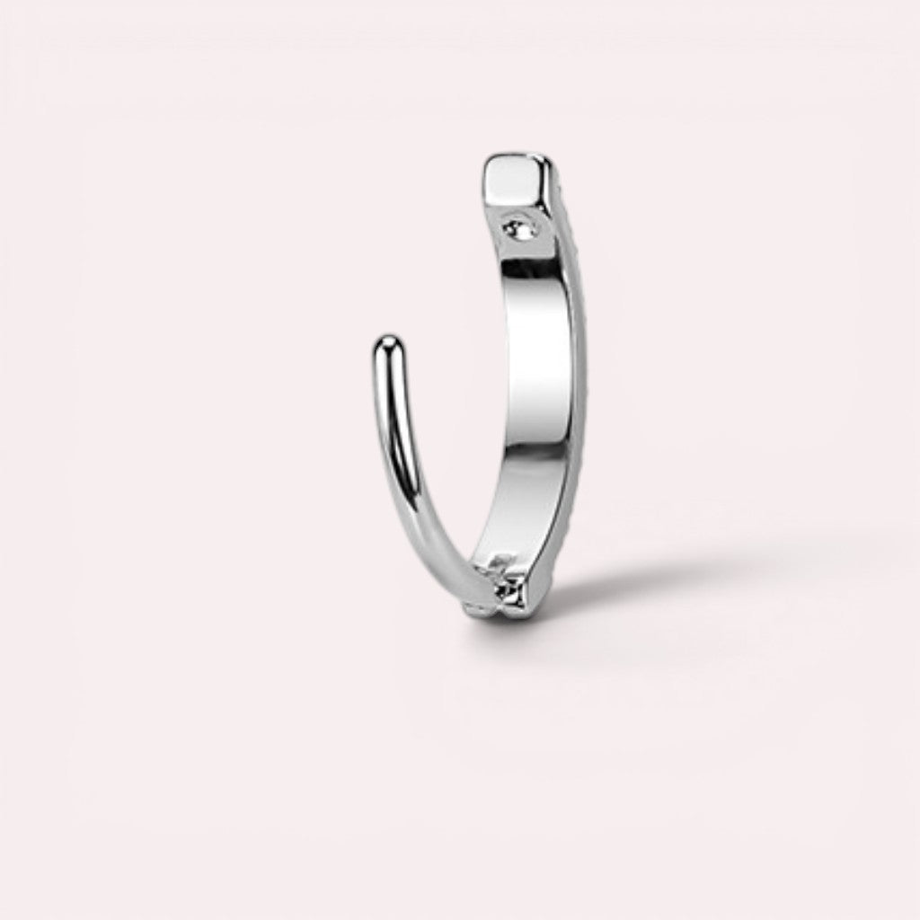 MKBodyJewelry minimalist silver gem titanium belly clicker ring, 14g ASTM F136 titanium, 10mm barbell length. Lightweight and tarnish-resistant.
